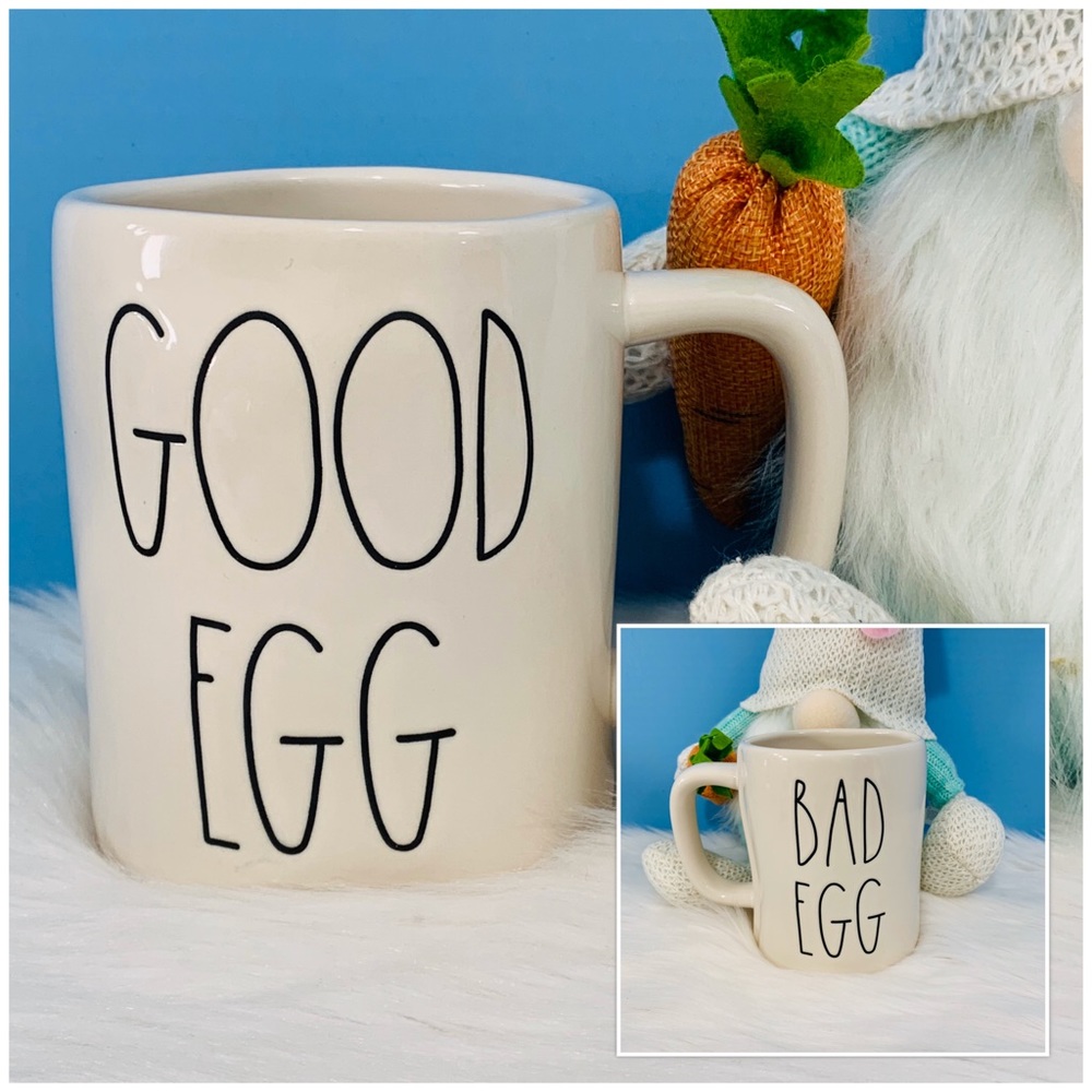 ⭐️ 2/25 Rae Dunn 2 Sided Good Egg Bad Egg Mug